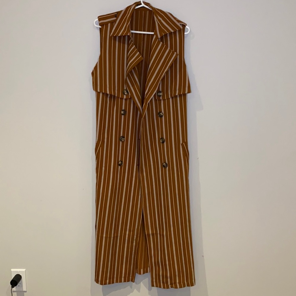 SHEIN sleeveless trench in stripe XS